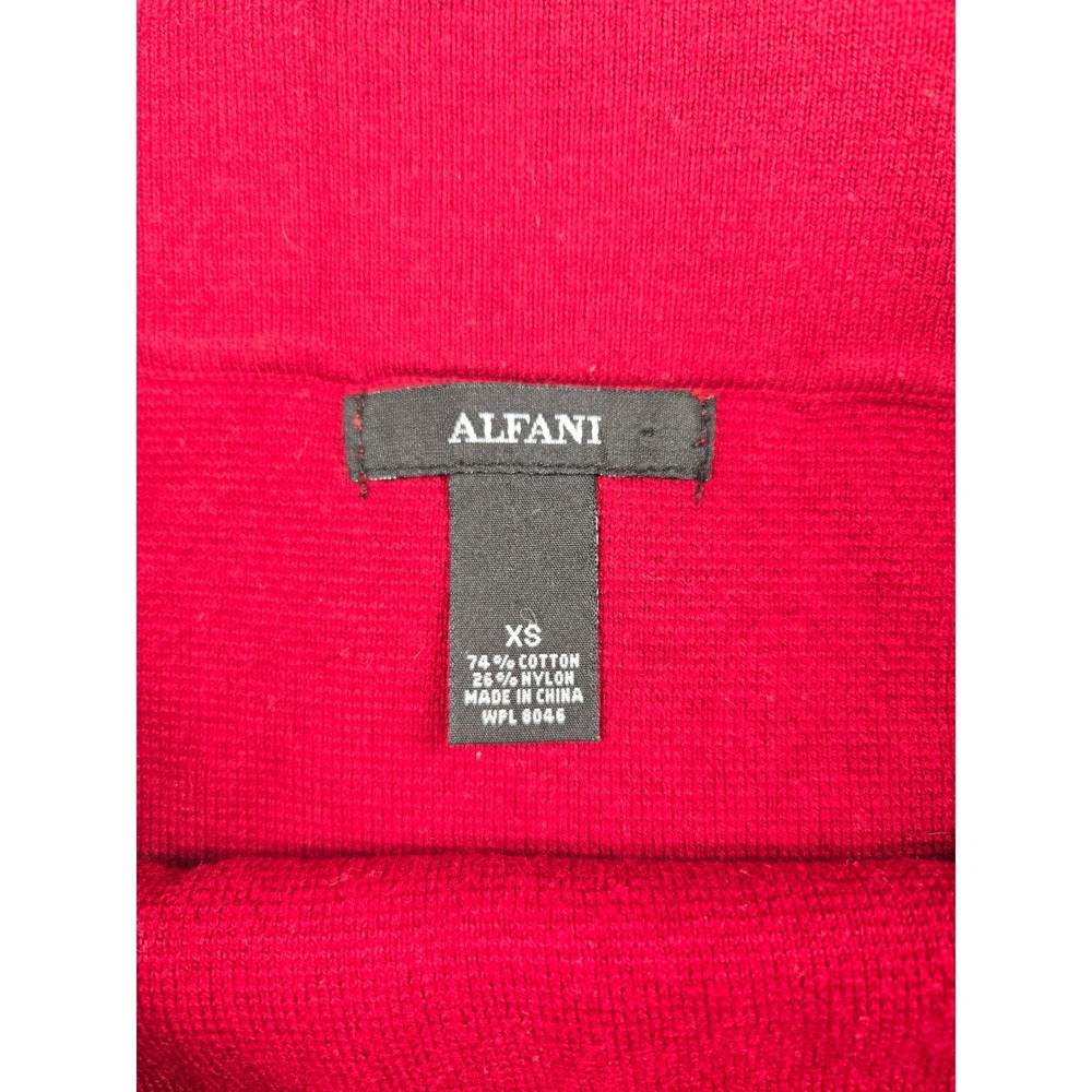 Alfani Womens XS Burgundy Red Knit Mini Skirt Zipper Accents Cotton Blend 2790 - Picture 2 of 9